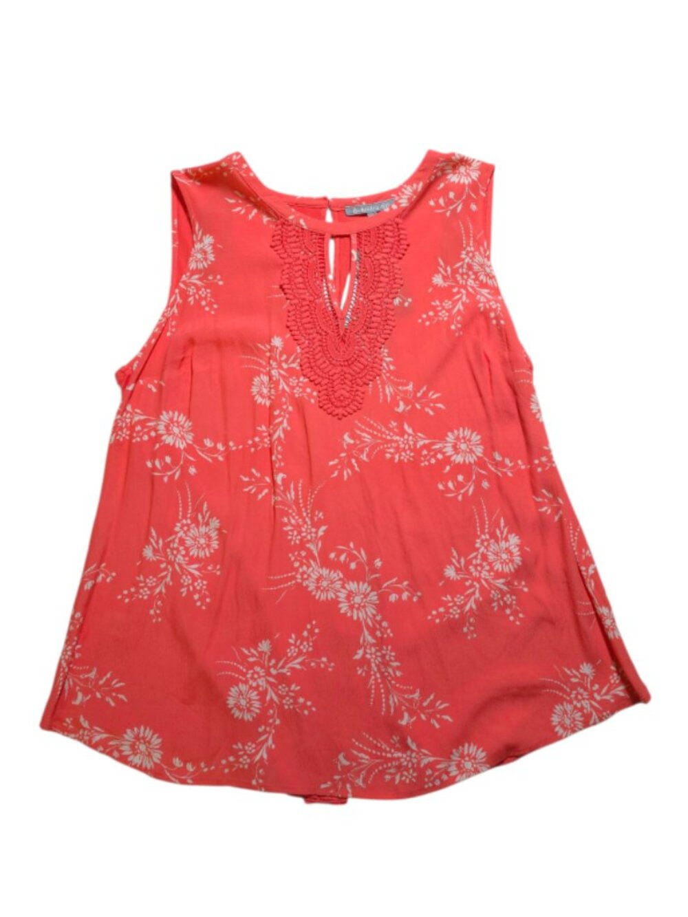 NWT Daniel Rainn 2XL Red Floral Crochet Lace Keyhole Blouse Boho